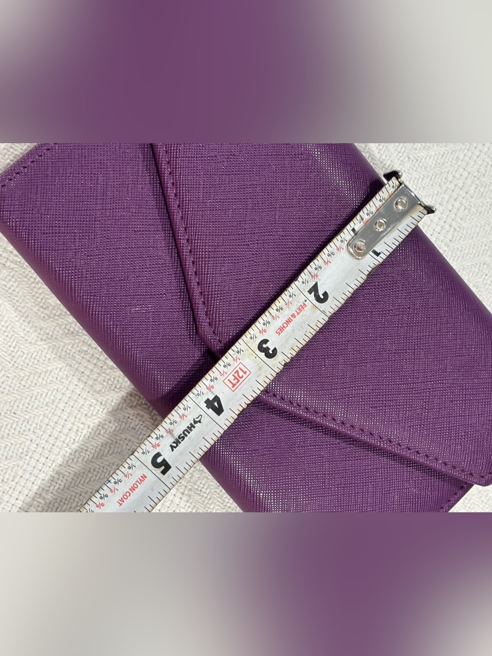 Saffiano Purple Envelope Wallet Clutch - Picture 7 of 8
